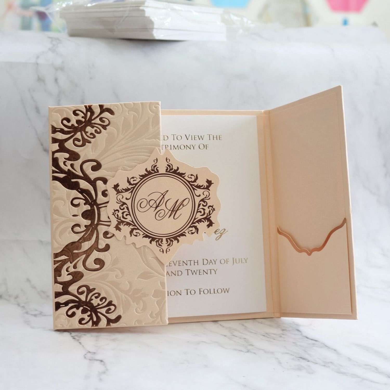 2020 Invitation Card  Square Wedding Card With Hard Cover Foiling Printing 